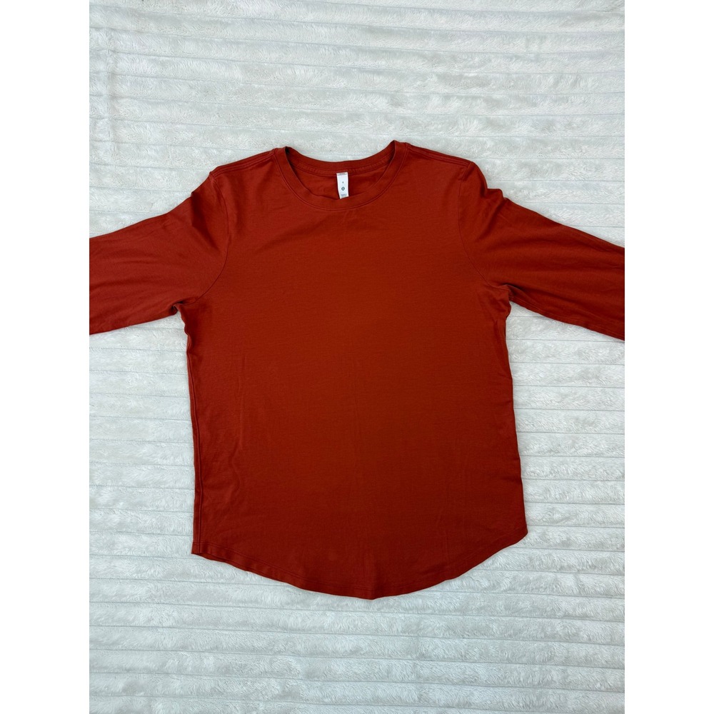 lululemon Love Crew Long Sleeve Shirt Women's 6 Rust Orange Pima Cotto